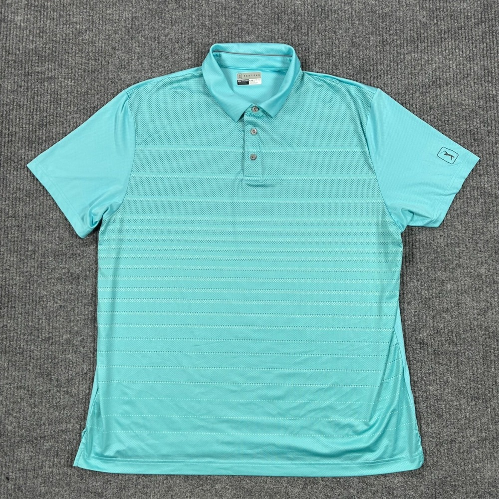 PGA TOUR Pro Series Athletic Fit Golf Polo Shirt Mens 2XL Aqua Blue Performance